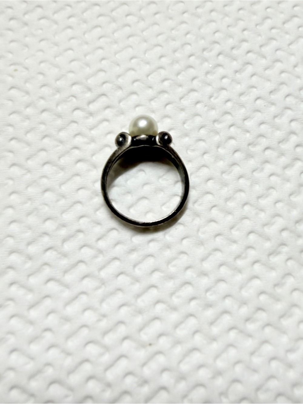 Vintage RETIRED James Avery 925 Silver Scrolled Pearl Ring Sz6 - Picture 6 of 10